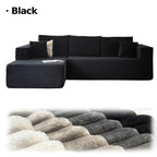LIAROO Oversized L-Shaped Sectional Sofa with Chaise Lounge - Modular Cloud Design, Plush Corduroy Upholstery, Memory Foam Cushions & Boneless Construction, No Assembly Required, Black Contemporary Living Room Couch for Large Spaces
