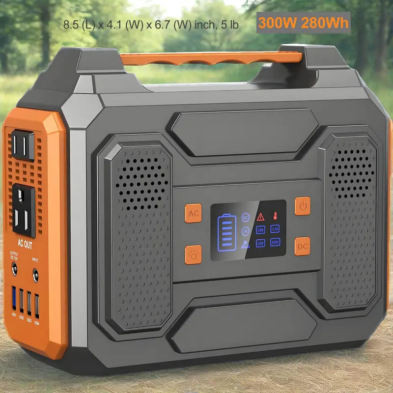 300W/100W Portable Power Station Solar Generator - 146Wh Compact Lithium-Ion Battery Charger With 110V AC Outlet, DC & USB Outputs, LED Flashlight