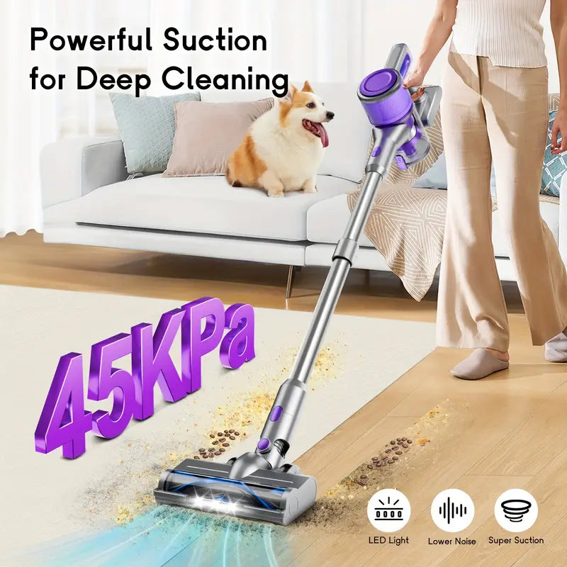Cordless Vacuum Cleaner, 35000-46000PA Powerful Stick Vacuum, Rechargeable Battery, Vacuum Cleaners for Home Anti-Tangled Lightweight Handheld for Hardwood Floor, Carpets, Pet Hair
