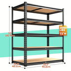 REIBII 3000LBS Heavy Duty Garage Shelving Unit - 72" H Adjustable 5-Tier Metal Storage Shelves, 600LB Capacity Per Tier, Easy 10-Min Assembly with Mallet & Gloves, Industrial Floor-Standing Rack