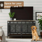 Dog Crate Furniture, Dog Kennel For Small Medium Large Breed, Heavy Duty 43" Large Corner Dog Crate, Indoor Pet Cage With Side Door