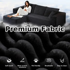LIAROO Oversized L-Shaped Sectional Sofa with Chaise Lounge - Modular Cloud Design, Plush Corduroy Upholstery, Memory Foam Cushions & Boneless Construction, No Assembly Required, Black Contemporary Living Room Couch for Large Spaces