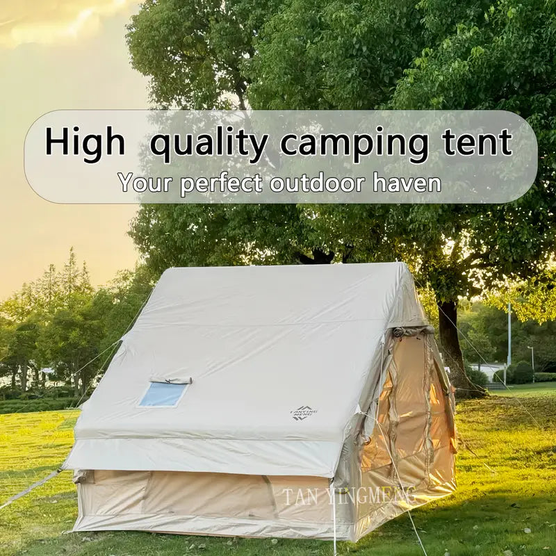 3-4 Person Outdoor Camping Inflatable Tent, Portable Warm and Comfortable for Picnic BBQ Park Riverside Family Travel with Doors & Windows