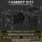 2-in-1 Multifunctional Folding Wagon Car, Convertible Beach Chair, 650LBS Large Capacity Wagon Car, Foldable Portable Grocery Wagon Car, Adjustable Backrest, All Terrain Travel Wagon Car Suitable for Grocery, Sports, Garden Shopping And Camping