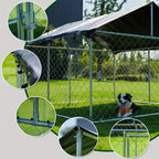 Outdoor Dog Enclosure Heavy Duty Dog Kennel House Mesh Dog Big Cage Pet Kennel Steel Fence with Secure Lock