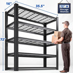 REIBII 3000LBS Heavy Duty Garage Shelving Unit - 72" H Adjustable 5-Tier Metal Storage Shelves, 600LB Capacity Per Tier, Easy 10-Min Assembly with Mallet & Gloves, Industrial Floor-Standing Rack
