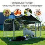 Outdoor Dog Enclosure Heavy Duty Dog Kennel House Mesh Dog Big Cage Pet Kennel Steel Fence with Secure Lock