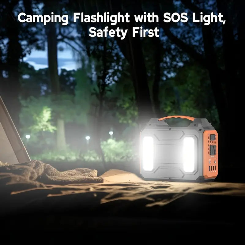 300W/100W Portable Power Station Solar Generator - 146Wh Compact Lithium-Ion Battery Charger With 110V AC Outlet, DC & USB Outputs, LED Flashlight