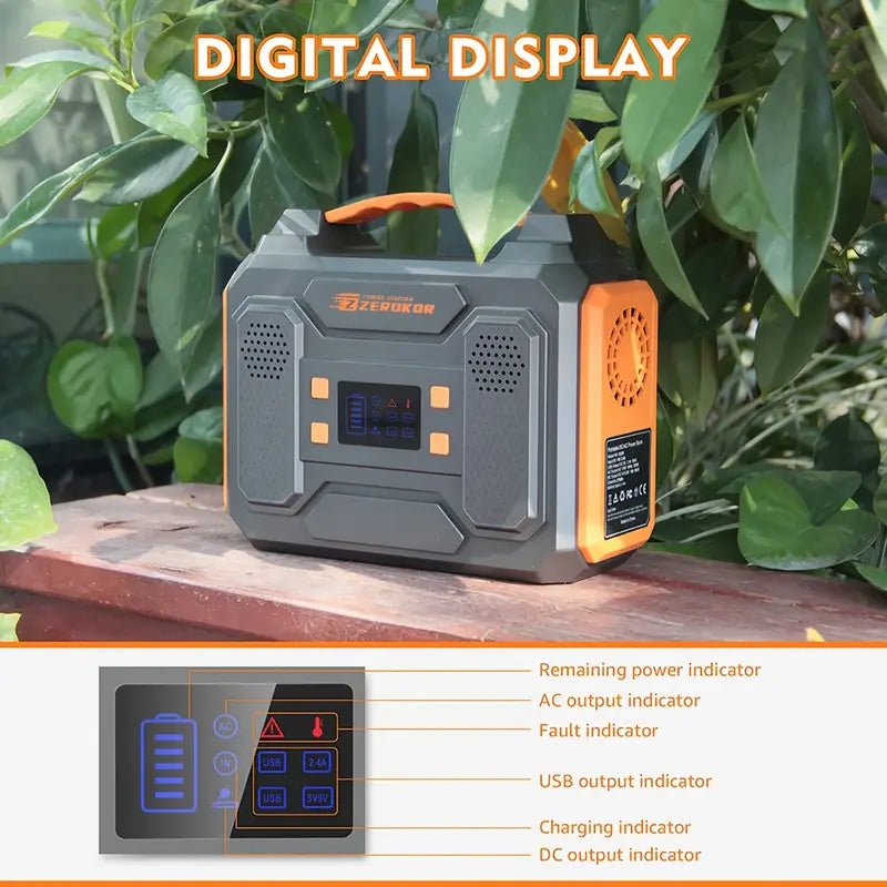 300W/100W Portable Power Station Solar Generator - 146Wh Compact Lithium-Ion Battery Charger With 110V AC Outlet, DC & USB Outputs, LED Flashlight
