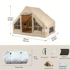3-4 Person Outdoor Camping Inflatable Tent, Portable Warm and Comfortable for Picnic BBQ Park Riverside Family Travel with Doors & Windows