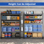 REIBII 3000LBS Heavy Duty Garage Shelving Unit - 72" H Adjustable 5-Tier Metal Storage Shelves, 600LB Capacity Per Tier, Easy 10-Min Assembly with Mallet & Gloves, Industrial Floor-Standing Rack