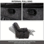 Manual Recliner Chair with Massage & Heating, Oversized Overstuffed Reclining Sofa with Side Pockets, for Living Room & Bedroom, Grey