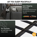 Full Queen King Bed Frame with 2 Storage Drawers And Luxury Wingback Upholstered Button Tufted Storage Headboard, Charging Station, Storage Headboard & LED Lights, Noise-Free-Dark Gray