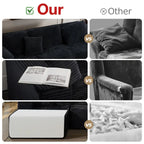 LIAROO Oversized L-Shaped Sectional Sofa with Chaise Lounge - Modular Cloud Design, Plush Corduroy Upholstery, Memory Foam Cushions & Boneless Construction, No Assembly Required, Black Contemporary Living Room Couch for Large Spaces