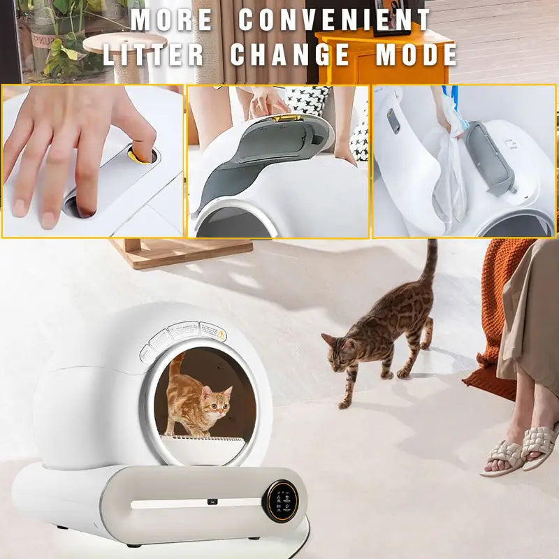 Self-Cleaning Cat Litter Box: Automatic Cat Litter Cleaning Large 17.17gal Space + Litter Bag, Without Battery