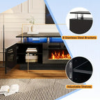 36" Electric Fireplace TV Stand with LED Lights - Modern High-Gloss Black Entertainment Center, Sturdy Stainless Steel & Engineered Wood, Closed Storage for TVs Up to 80", CSA/ETL Certified Heater with Overheat Protection