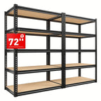 REIBII 3000LBS Heavy Duty Garage Shelving Unit - 72" H Adjustable 5-Tier Metal Storage Shelves, 600LB Capacity Per Tier, Easy 10-Min Assembly with Mallet & Gloves, Industrial Floor-Standing Rack