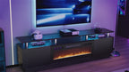 36" Electric Fireplace TV Stand with LED Lights - Modern High-Gloss Black Entertainment Center, Sturdy Stainless Steel & Engineered Wood, Closed Storage for TVs Up to 80", CSA/ETL Certified Heater with Overheat Protection